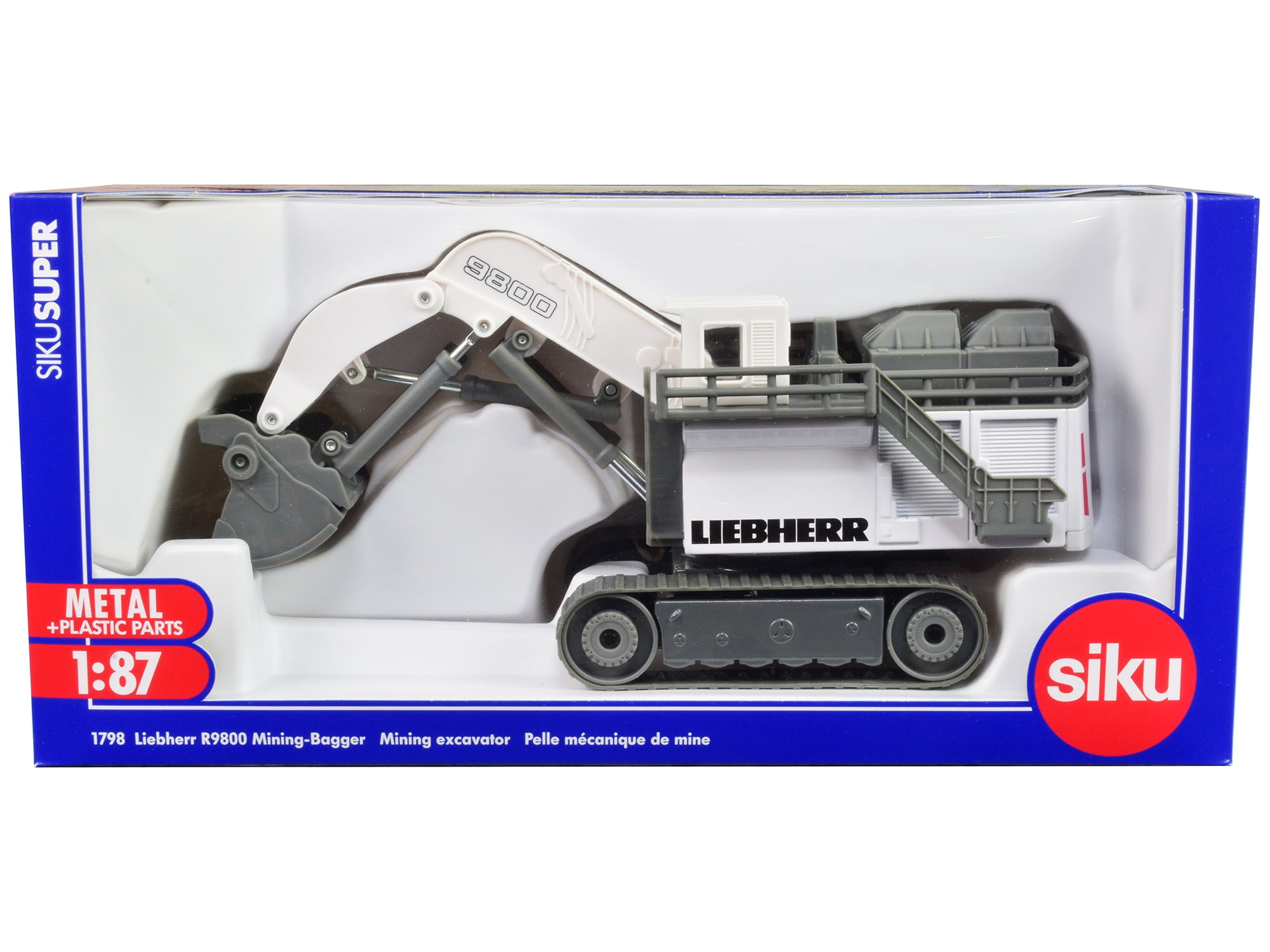 Liebherr R9800 Mining Excavator White and Gray 1/87 (HO) Diecast