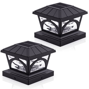 Liefgarden Solar Post Cap Lights, 9 Colors to Choose, 20 Lumens, Warm White & RGB Automatic Cycling & Fixed RGB Color 3 Modes for 3.6x3.6 4x4 4.5x4.5 5x5 Wooden Posts Decoration, Black (2 Pack)
