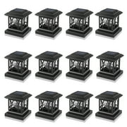 Liefgarden Solar Post Cap Lights Outdoor, RGB & Warm White 2 LED Lighting Mode 20 LM, Fits 3.6x3.6 4x4 4.5x4.5 5x5 Wooden Fence Deck Patio Garden. Black (12 Pack)