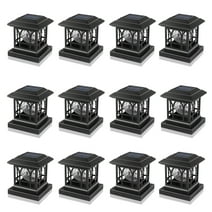 Liefgarden Solar Post Cap Lights Outdoor, RGB & Warm White 2 LED Lighting Mode 20 LM, Fits 3.6x3.6 4x4 4.5x4.5 5x5 Wooden Fence Deck Patio Garden. Black (12 Pack)