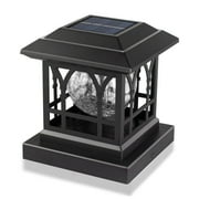 Liefgarden Solar Post Cap Lights Outdoor, RGB & Warm White 2 LED Lighting Mode 20 LM, Fits 3.6x3.6 4x4 4.5x4.5 5x5 Wooden Fence Deck Patio Garden. Black (1 Pack)