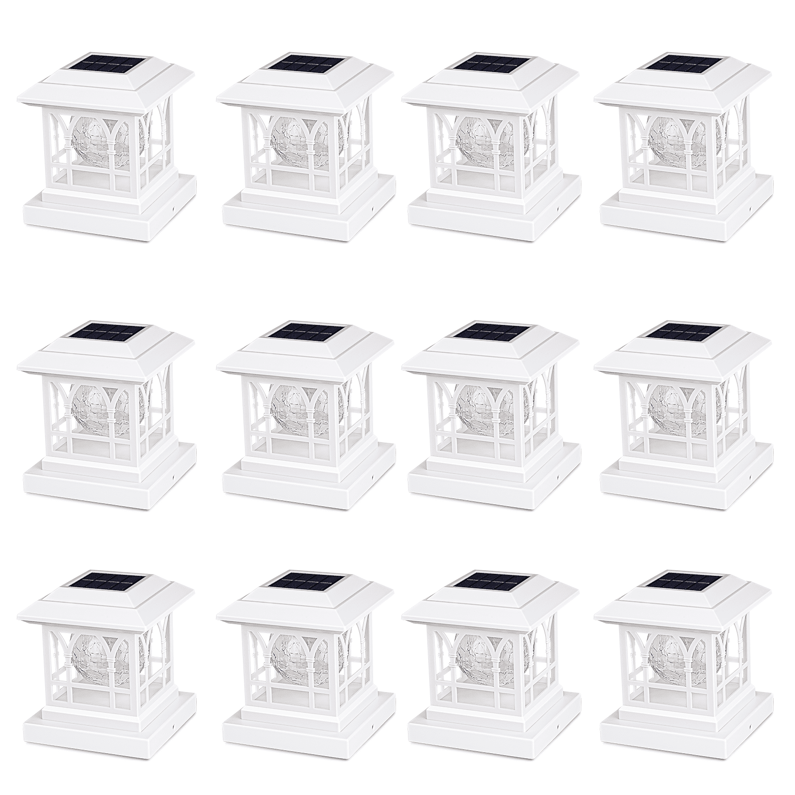 Liefgarden Solar Post Cap Lights Outdoor, RGB & Warm White 2 LED Lighting Mode 20 LM, Fits 3.6x3.6 4x4 4.5x4.5 5x5 Wooden Fence Deck Patio Garden. White (12 Pack)