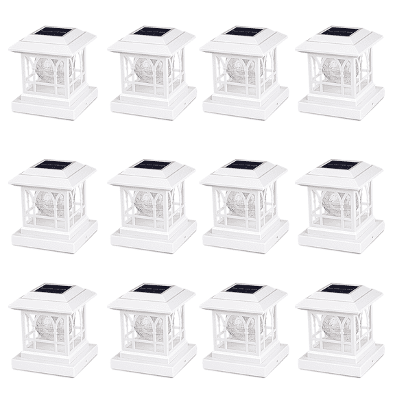 Liefgarden Solar Post Cap Lights Outdoor, RGB & Warm White 2 LED Lighting Mode 20 LM, Fits 3.6x3.6 4x4 4.5x4.5 5x5 Wooden Fence Deck Patio Garden. White (12 Pack)