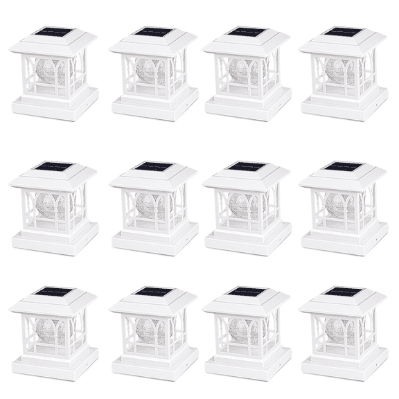 Liefgarden Solar Post Cap Lights Outdoor, RGB & Warm White 2 LED Lighting Mode 20 LM, Fits 3.6x3.6 4x4 4.5x4.5 5x5 Wooden Fence Deck Patio Garden. White (12 Pack)