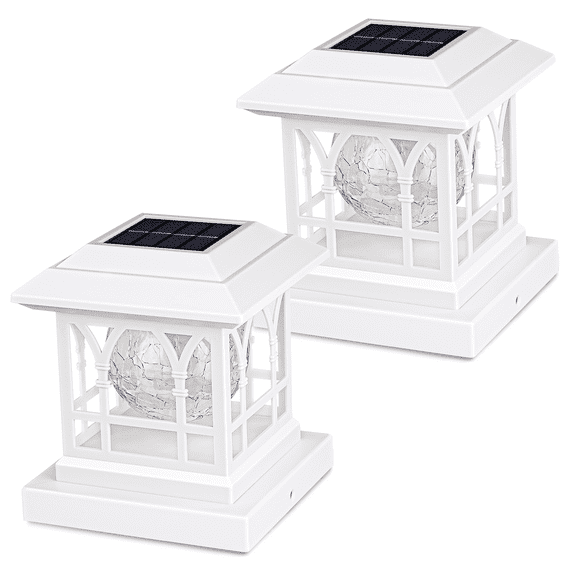 Liefgarden Solar Post Cap Lights Outdoor, RGB & Warm White 2 LED Lighting Mode 20 LM, Fits 3.6x3.6 4x4 4.5x4.5 5x5 Wooden Fence Deck Patio Garden. White (2 Pack)
