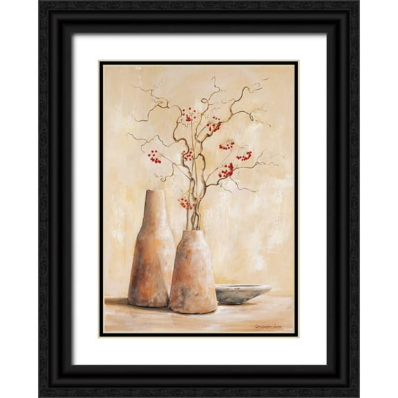 Lien, Christopher 11x14 Black Ornate Wood Framed with Double Matting Museum Art Print Titled - Red berries III