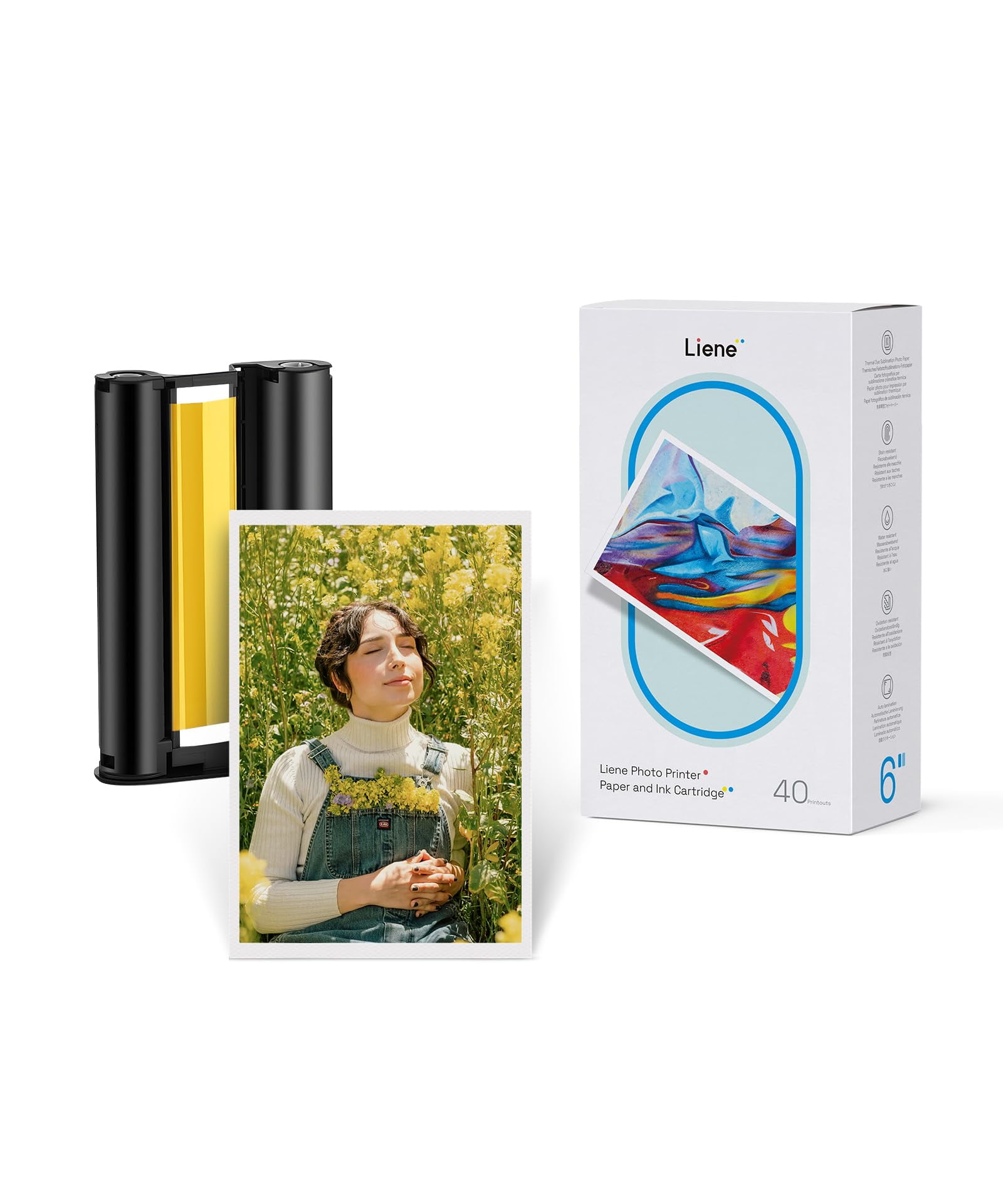 Liene 4x6'' Photo Printer Paper & Cartridge, Cartridge Refill & Photo Paper- 40 Pack for DHP512/DHP513
