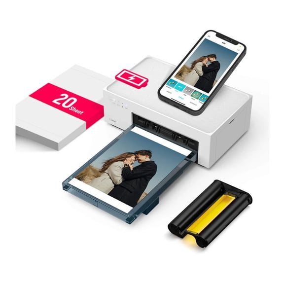Liene M200 4x6 Instant Photo Printer with Rechargeable Battery (20 Photo Papers + 1 Cartridge)