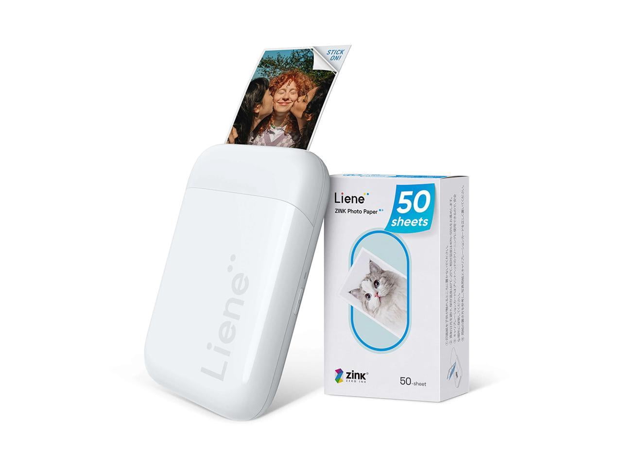 Liene Pearl K100 2x3" Portable Photo Printer w/ 50 Zink Photo Papers, White