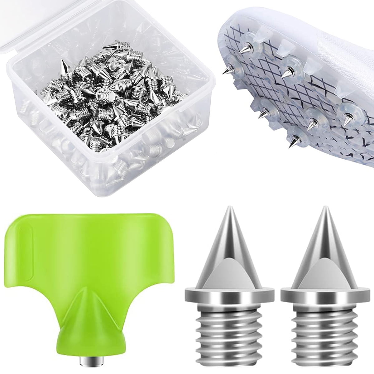 Lieonvis 100Pcs Track Spikes Steel Wear Resistant Shoe Spikes Replacement Non slip Lightweight Sport Shoes Spikes with Spike Wrench for Running Hiking High Jumping Cross Country Walmart