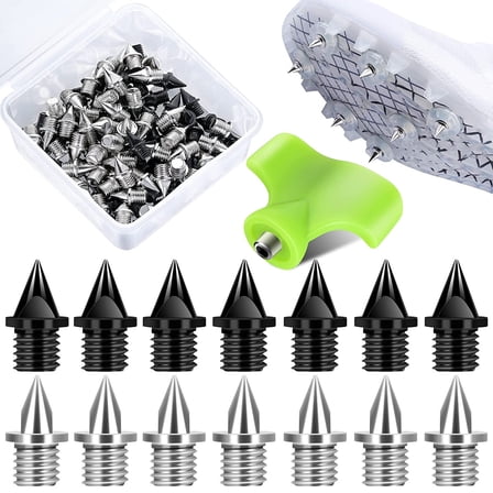Lieonvis 100Pcs Track Spikes Steel Wear Resistant Shoe Spikes Replacement Non-slip Lightweight Sport Shoes Spikes with Spike Wrench for Running Hiking High Jumping Cross Country