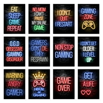Lieonvis 12 Pcs Neon Gaming Poster Video Game Posters Game Themed Art Poster Print Wall Decoration for Teens Boys Girls Bedroom Game Room 8” X 10” Unframed