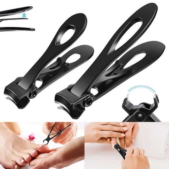 Lieonvis 2 PCS Nail Clippers for Thick Nails,15mm Wide Jaw Opening Oversized Toenail Clippers Cutter Heavy Duty Stainless Steel Fingernail Clippers for Seniors Elderly Men Adult