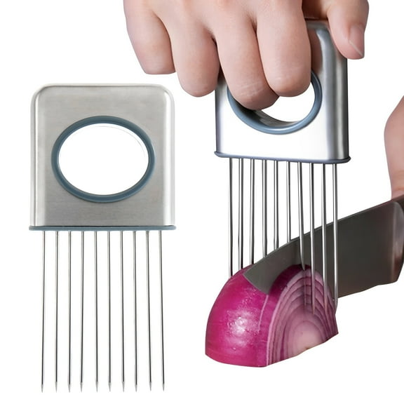 Lieonvis 2 Pcs Onion Holder for Slicing Stainless Steel Lemon Slicer Dishwasher Safe Tomato Cutter Kitchen Gadgets for Cutting Storage Vegetable Food Fruit Potato Avocados Eggs Meat