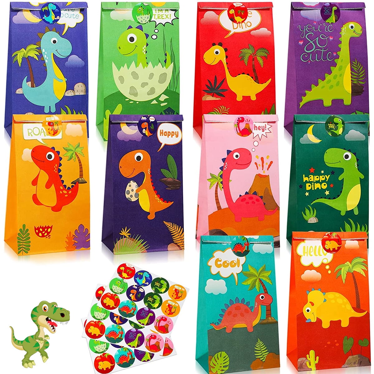 Lieonvis 30Pcs Dinosaur Party Bags Thicken Paper Dinosaur Gift Bags — free download