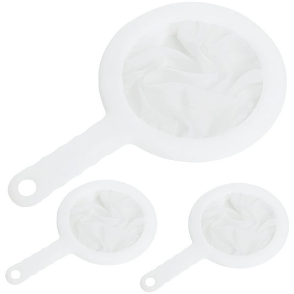 Lieonvis 3Pcs Kitchen Fine Nylon Mesh Strainer Efficient Sieve Cloth Nylon Food Yogurt Mesh Sieve Heat Resistant Plastic Sieve Fine Mesh with Handle Kitchen Filter for Milk Coffee Juice