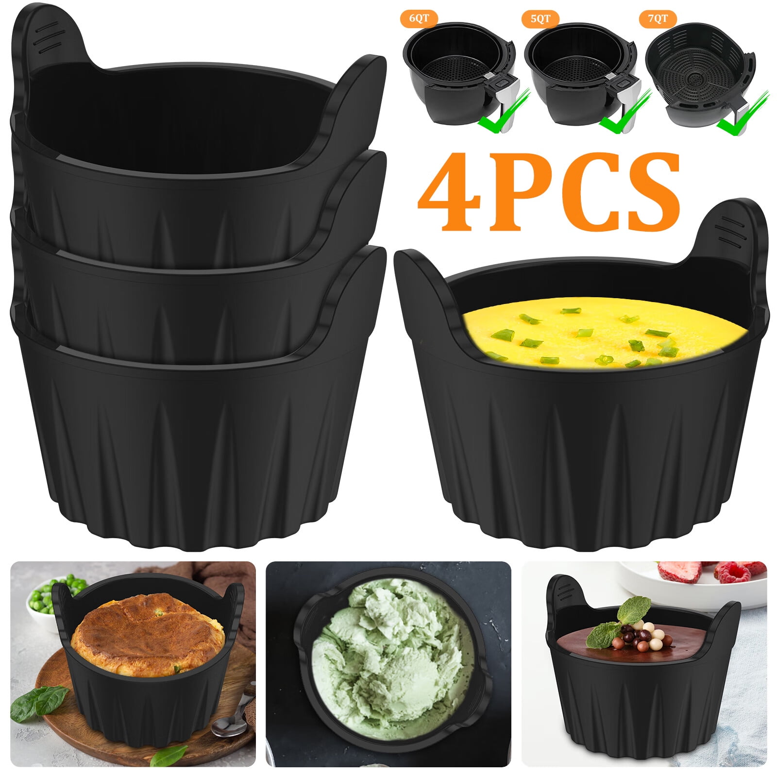Lieonvis 4 Pack Silicone Egg Poacher Cups, Nonstick Egg Poaching Cups