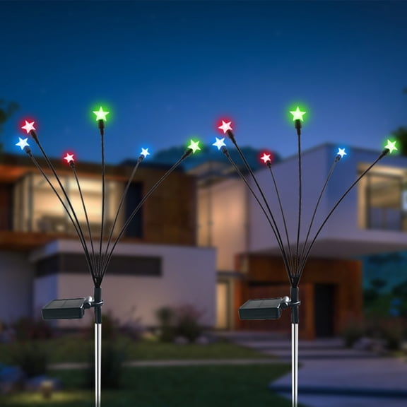 Lieonvis 4 Pack Solar Garden Lights - Solar Swaying Light,Swaying When Wind Blows,Outdoor Decorative,IP65 Waterproof,Color Changing RGB Light for Yard Patio Pathway Decoration