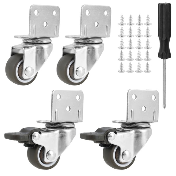 Lieonvis 4 Pcs Furniture Castors Heavy Duty Casters Stable Swivel Plate Casters L-Shaped Soft Rubber Caster Wheels Durable Sturdy Premium Locking Caster for Moving Furniture Chair Workbench