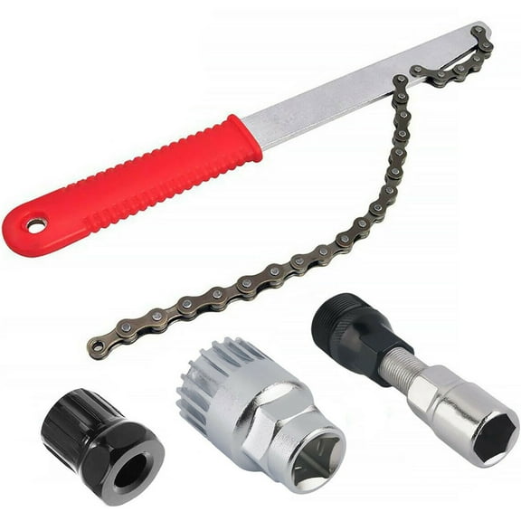 Lieonvis 4Pcs Mountain Bike Repair Tool Kit Outdoor Cycling Bicycle Maintenance Tool Set with Chain Whip Remover Bottom Bracket Remover Crank Puller Sprocket Puller MTB Repair Tool