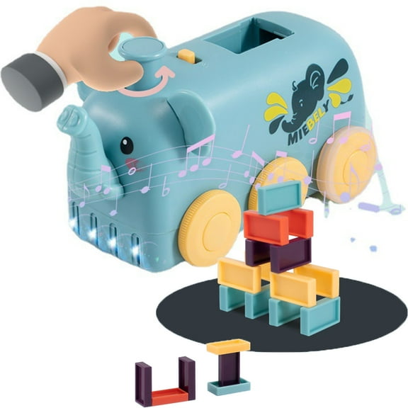 Lieonvis 80Pcs Domino Train Set Domino Train Blocks Set Automatic Electric Domino Train Toy with Lights & Sounds Rechargeable Fun and Colorful Construction and Stacking Toy for Kid Boy Girl