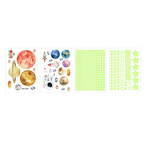 Lieonvis 849Pcs Glow in The Dark Stars Wall Stickers Glowing Stars for Ceiling Luminous Planet Spaceship Wall Decals Fluorescent Star Stickers Rocket Astronaut Decorations for Bedroom Nursery
