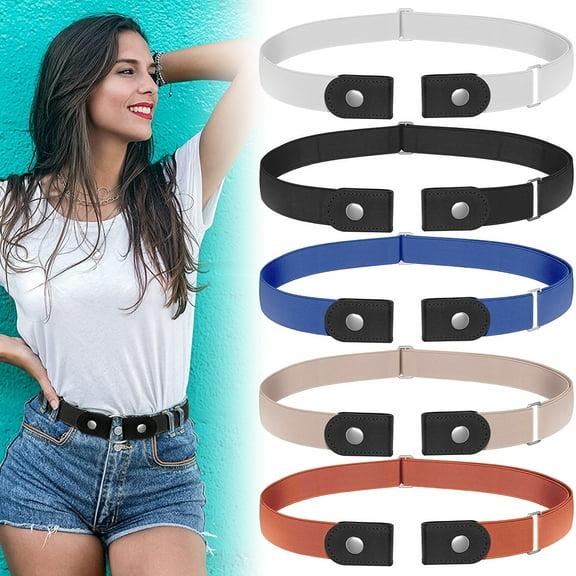 Lieonvis No Buckle Stretch Belt Buckle-Free Elastic Waistband Comfortable Invisible Adjustable Elastic Buckle Free Belt Buckle-less No Bulge Invisible Belt for Men Women Jean Pant