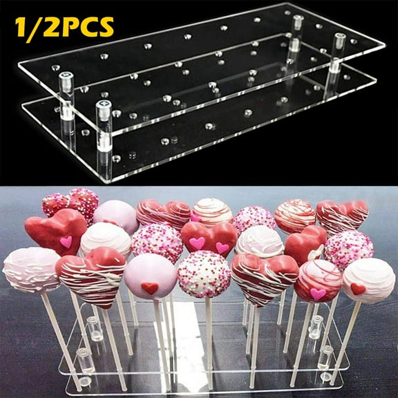 Lieonvis Cake Pop Display Stand,21 Hole Clear Acrylic Lollipop Holder Weddings Baby Showers Birthday Parties Anniversaries Halloween Candy Decorative