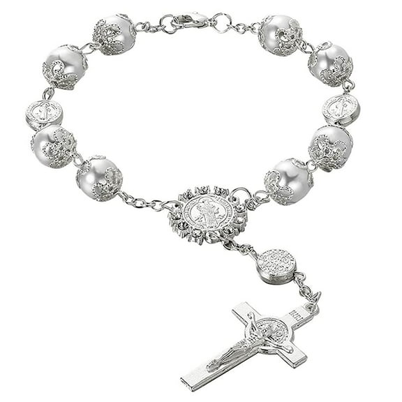 Lieonvis Car Hanging Charm Bling Car Rear View Mirror Hanging Ornament Retro Imitation Pearl Cross Hanging Decoration Auto Interior Hanging Accessories Pendant for Home Office Window Door