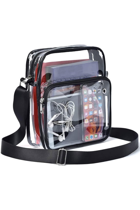 Clear Purses with Shoulder Strap Clear Messenger Bag Waterproof Clear Bag Hand-free Clear Crossbody Bag Transparent Crossbody Purse for Concerts Festivals Sports Events