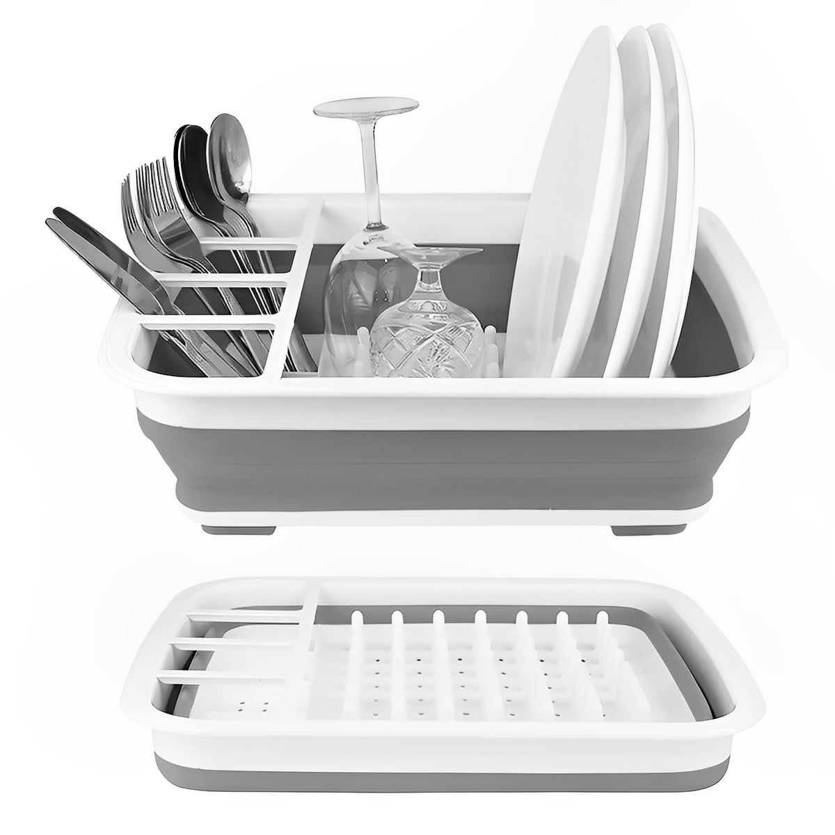 Over The Sink Dish Drying Rack, 2pc Set, With Foldable Roll Up Dish Drying  Rack & Compact Plate Holder. Space Saving Collapsible RV Dish Drainer, Sink