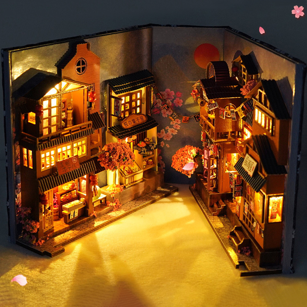 Book Nook DIY Bibliothèque Magique Avec LED – Maquette Maison Miniature 28x18x12 Cm, Kit Créatif Adultes