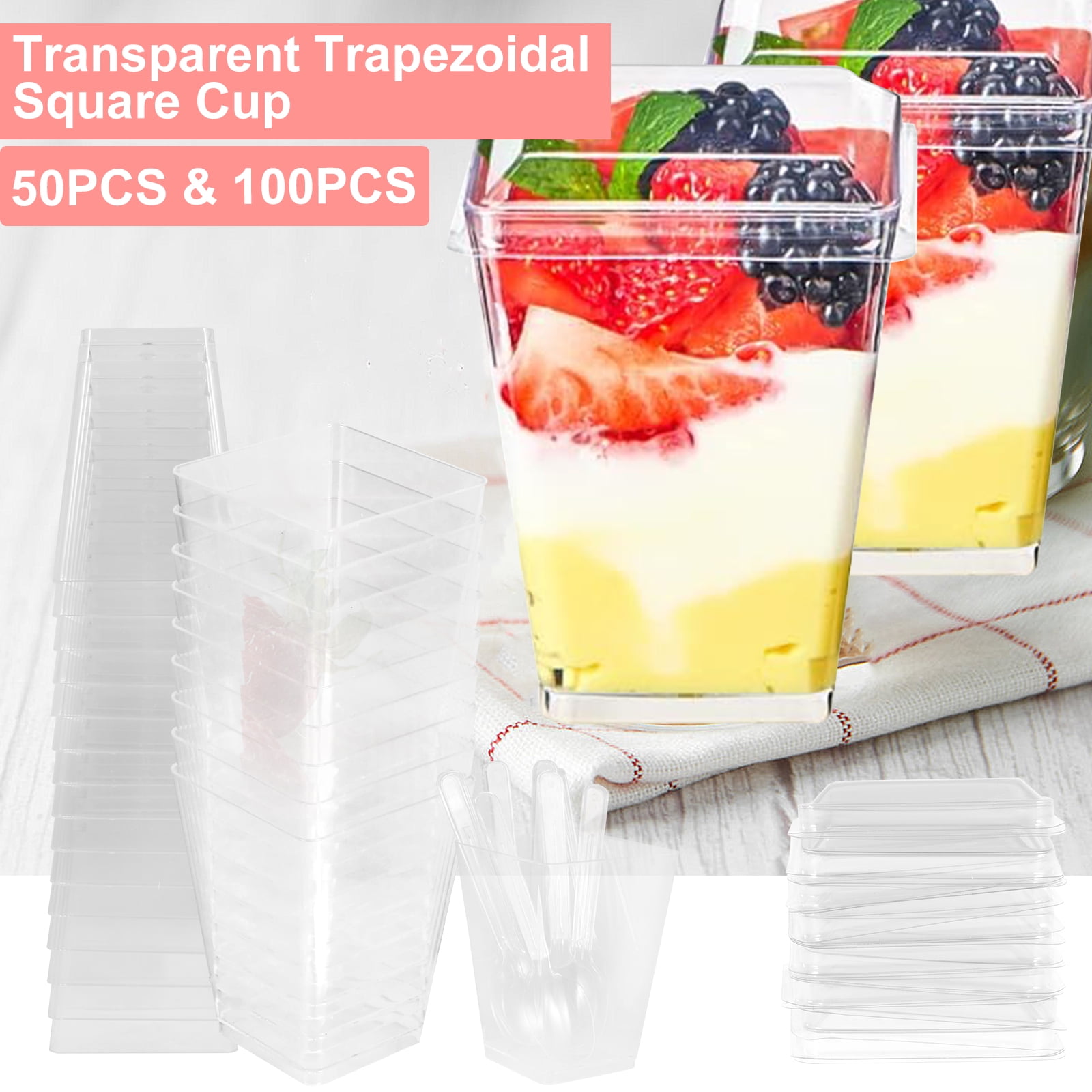 Lieonvis Dessert Cups - 5oz 50 Cups,50 Lids and 50 Spoons - Great for ...