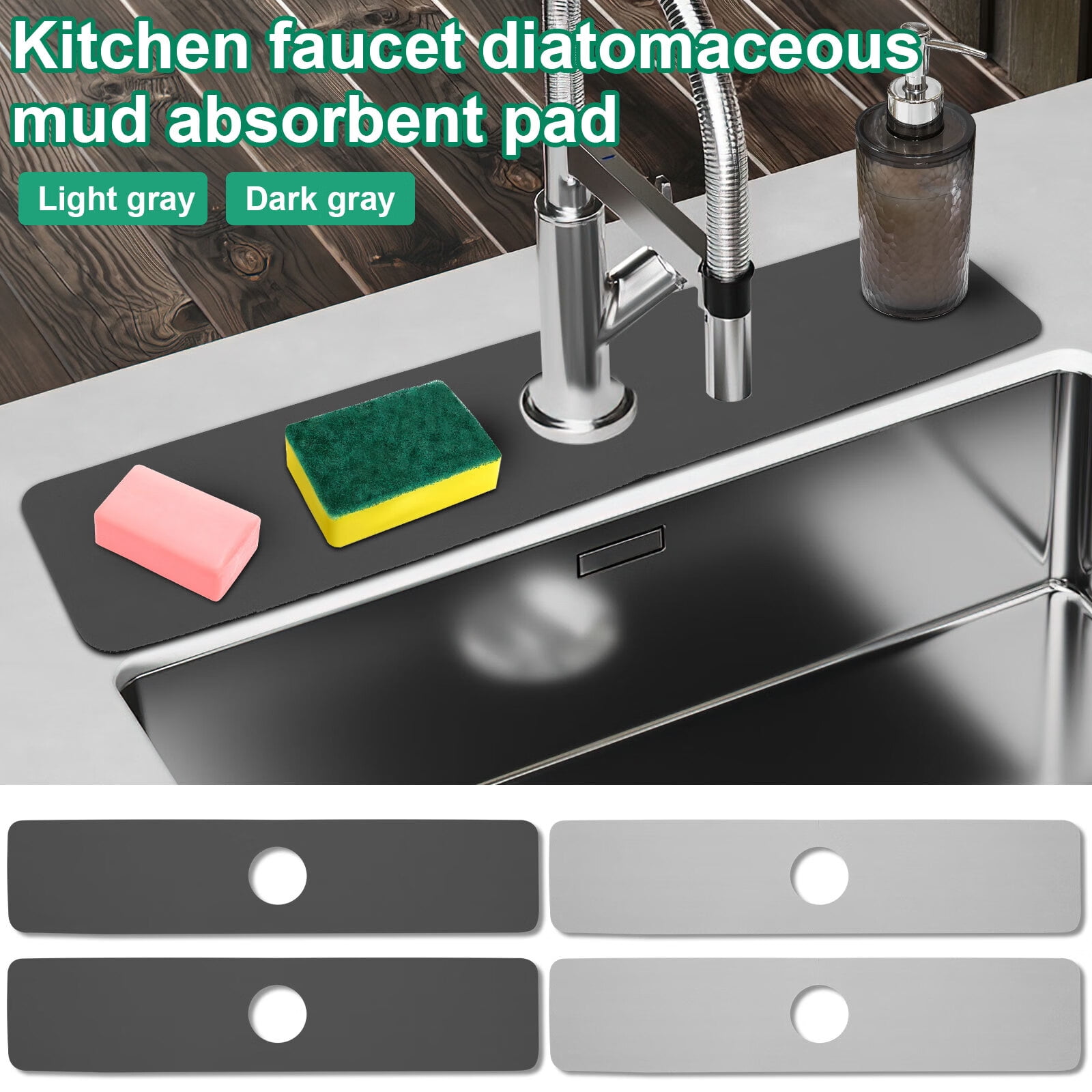 Lieonvis Faucet Mat for Kitchen Sink,Faucet Drip Catcher,Cut to Fit