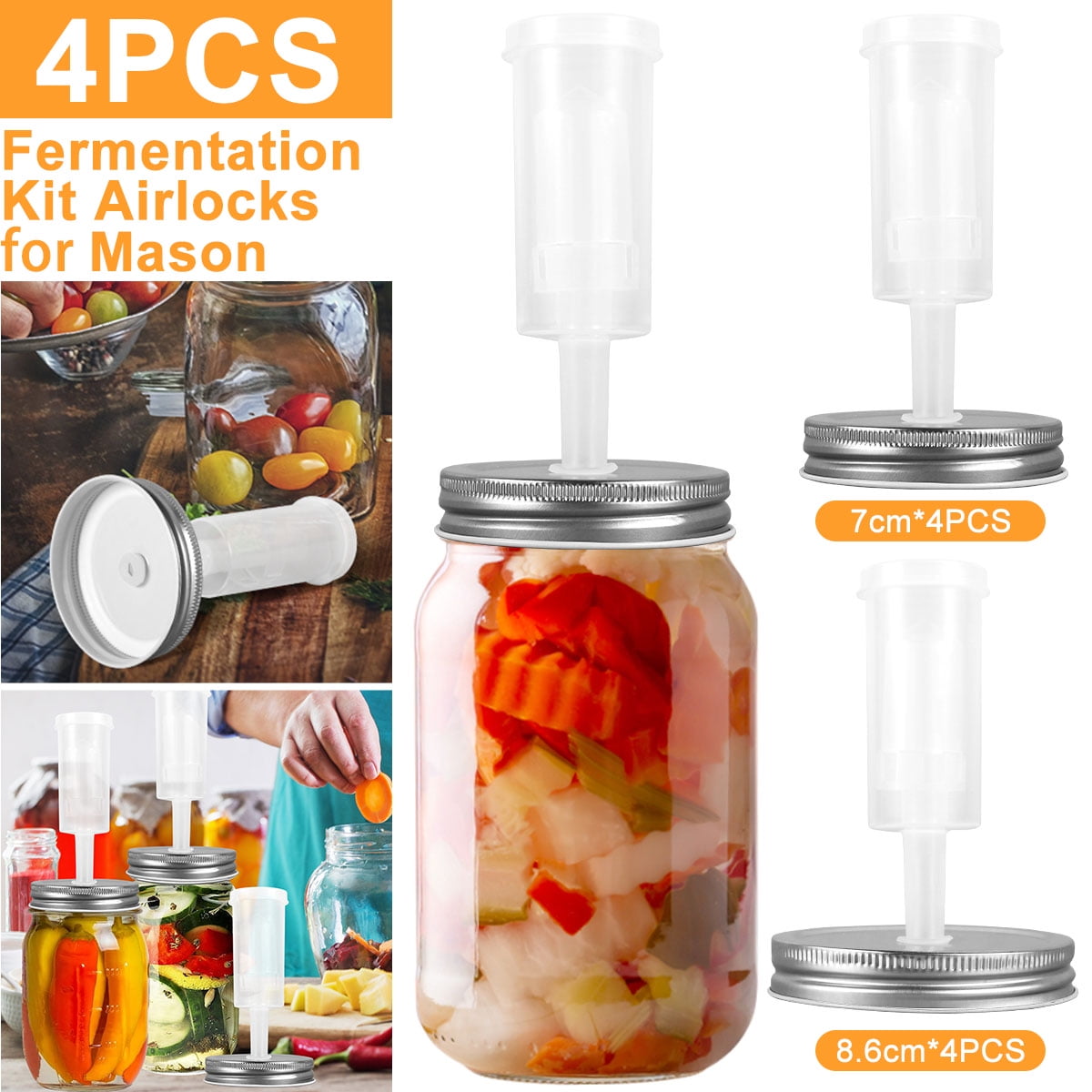 Lieonvis Fermentation Lids,6 Set Fermentation Kit for Wide Mouth Jars,6 ...