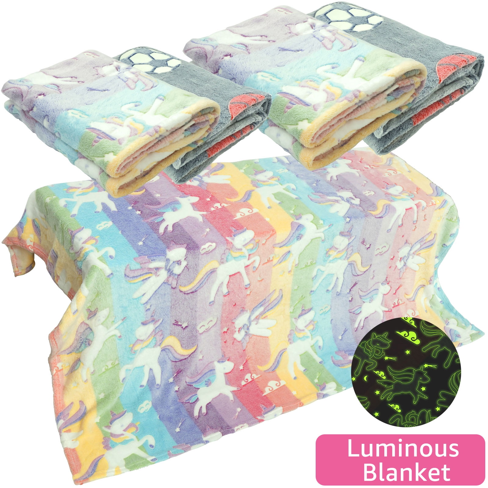 Lieonvis Glow in The Dark Blanket Unicorn Blanket for Boys Girls Kids