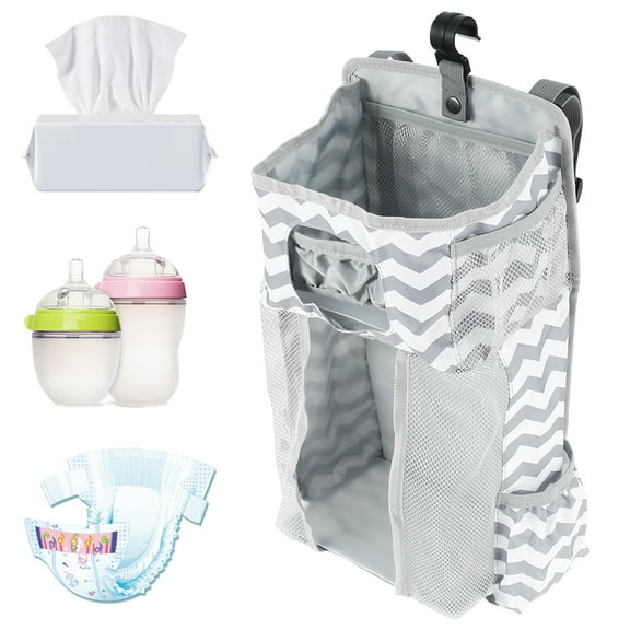 Lieonvis Hanging Baby Diaper Caddy Organizer,Diaper Stacker,Baby Crib Hanging Classified Storage Bag Organizer for Changing Table,Crib,Playard or Wall & Nursery Organization