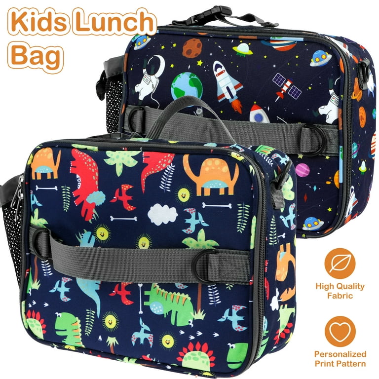 Lieonvis Lunch Box Kids,Insulated Lunch Box for Boys and Girls,Washable Lunch Bag and Reusable Toddler Lunch Boxes for Daycare and School Dinosaur