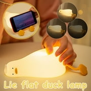 Lieonvis Lying Flat Duck Night Light,LED Duck Lamp, Cute Light Up Duck,Silicone Dimmable Nursery Nightlight,able Bedside Touch Lamp for Breastfeeding,Finn The Duck.