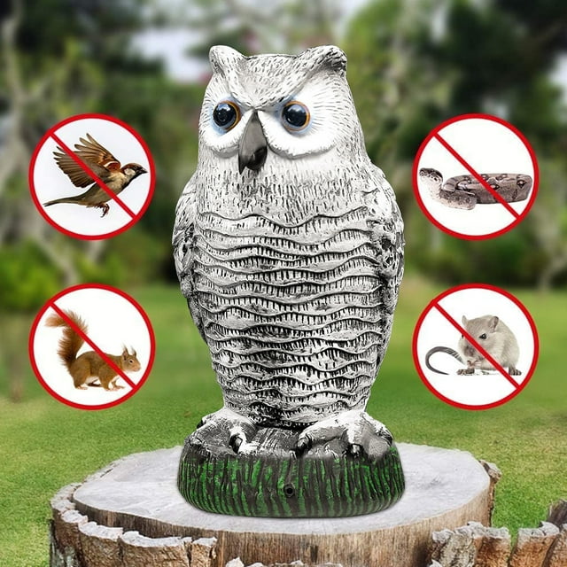 Lieonvis Plastic Owl to Keep Birds Away,Owl Scarecrows with Flashing