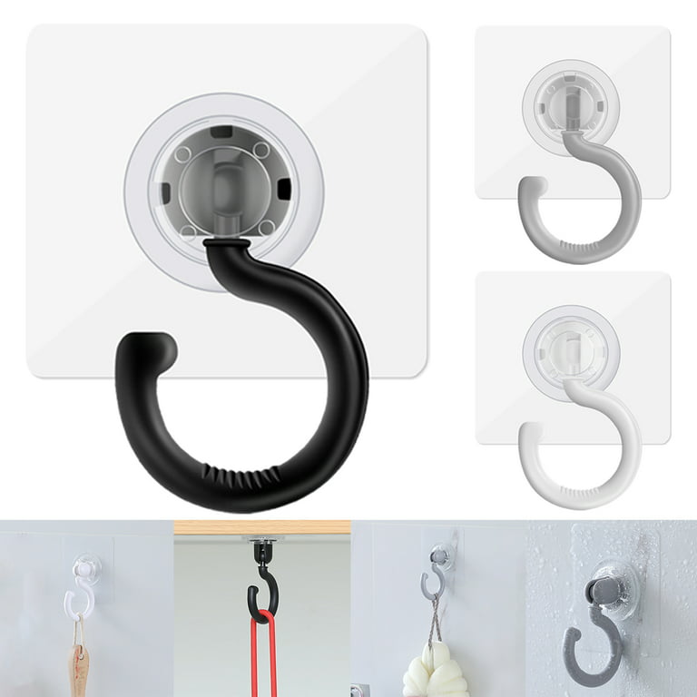 Lieonvis Powerful Adhesive Ceiling Hooks,Self Adhesive Hook 360Swivel Wall  Hook Duty Under Cabinet Hook Space for Hanging Plants Towel Coat Bag  Organize for Bathroom Bedroom Kitchen 