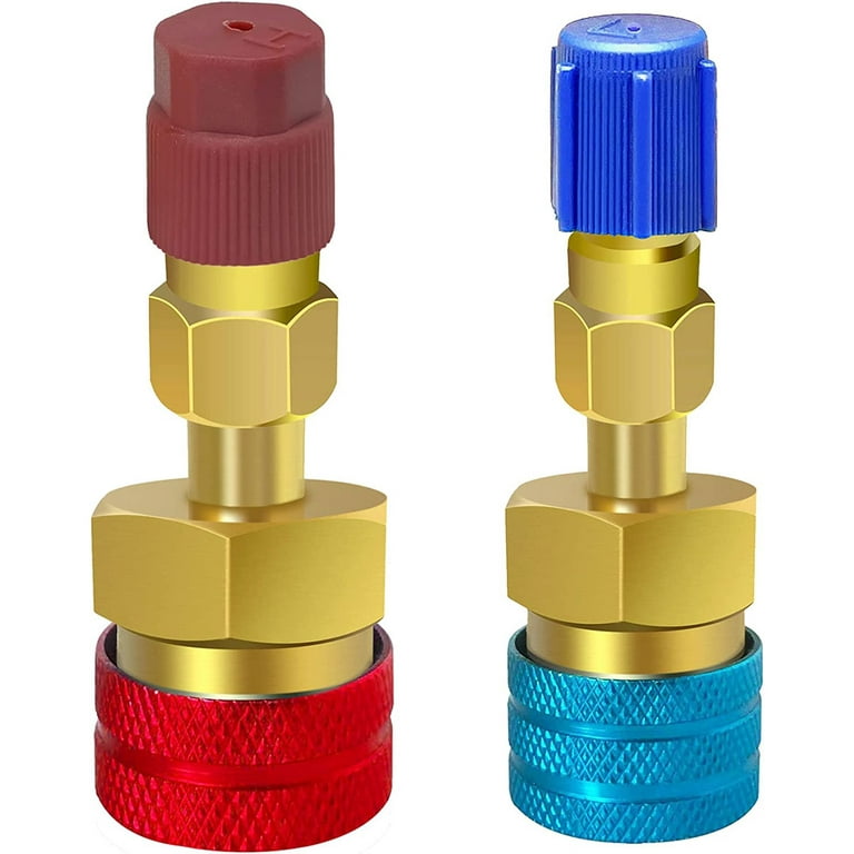Lieonvis R1234YF to R134A Adapter,Blue and Red High Low Side R1234YF  Adapters AC Hose Fitting Connectors for R1234YF CAC Evacuation