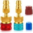 thumbnail image 1 of Lieonvis R1234YF to R134A Adapter,Blue and Red High Low Side R1234YF Adapters AC Hose Fitting Connectors for R1234YF CAC Evacuation Recharging,R1234YF/R12 to R134A Car Air-Conditioning, 1 of 9