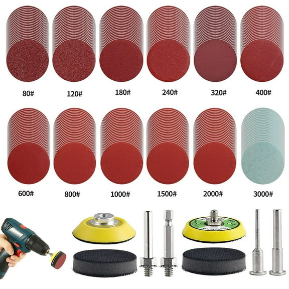 Lieonvis Sanding Disc Pad 2 Inch Alumina Sanding Pads 80-3000 Grit Sanding Paper Quick Change Sanding Sheet Drill Grinder Rotary Tools Accessories for Metal Wood Glass Car
