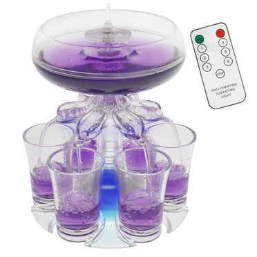 Lieonvis Shot Glass Dispenser And Holder - Party Drink Set for Liquor With 6 Glasses,Cool Glass Shots Game Accessories,Cute Of Fountains Fun 6x Pourer Bar Stuff,8 Effect Lights
