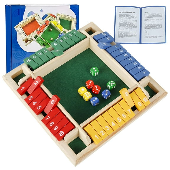 Lieonvis Shut The Box Game,4-Player Wooden dice Game That's Perfect for Parties and Gatherings.It enhances Math and Decision-Making Skills While Providing Endless Entertainment