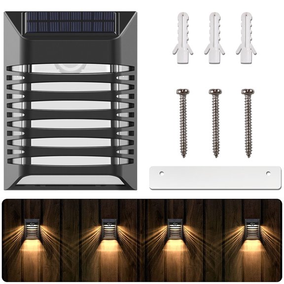 Lieonvis Solar Step Lights Outdoor Solar Fence Lights IP54 Waterproof Solar Deck Lights Auto ON/Off Decor Solar Powered Wall Lights LED Solar Stair Lights for Decks Fences Steps Stairs Garden Yard Pat