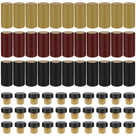 Lieonvis Wine Sealer for Wine Bottles - 60 pcs Wine Bottle Resealer Kit for Cruise with PVC Heat Shrink Capsules,T-Shape Wine Bottle Cork Stopper for Making Cellars and Home Use
