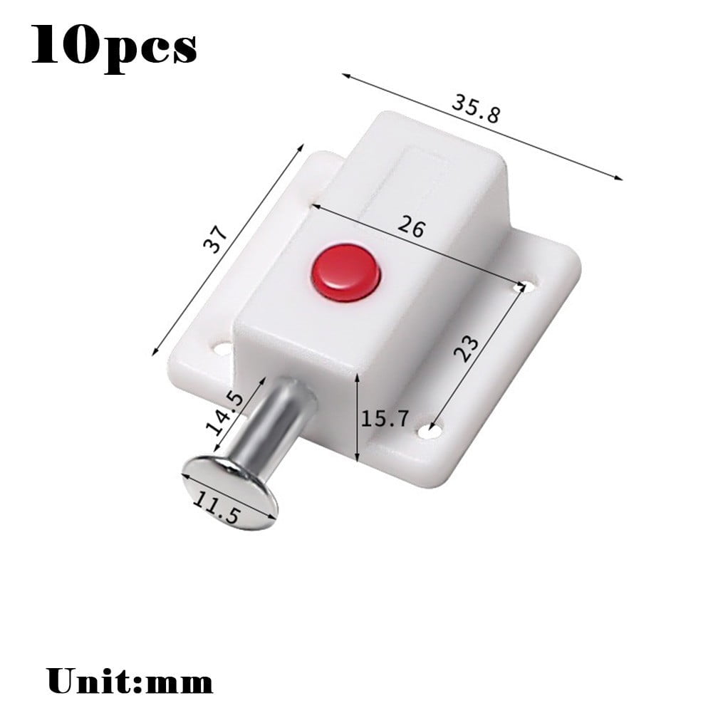 Lierteer 10Pcs Plastic Push Button Spring Load Automatic Door Bolt Latches Lock