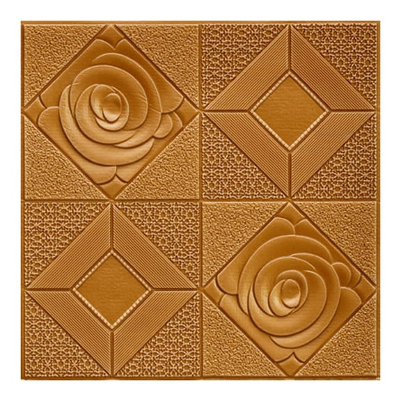 Lierteer 1Pc 3D Self-Adhesive Tile Stone Brick Wall Sticker Soft Foam Panels Waterproof Moisture-Proof Wall Sticker 7 Colors Option Bronze